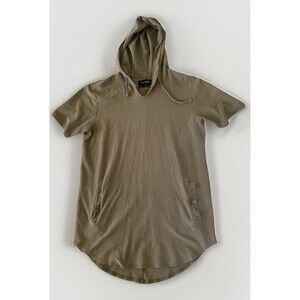 Pacsun Hooded Shirt Dress Short Sleeve Sun Cover-up Cotton Green Pockets Size M